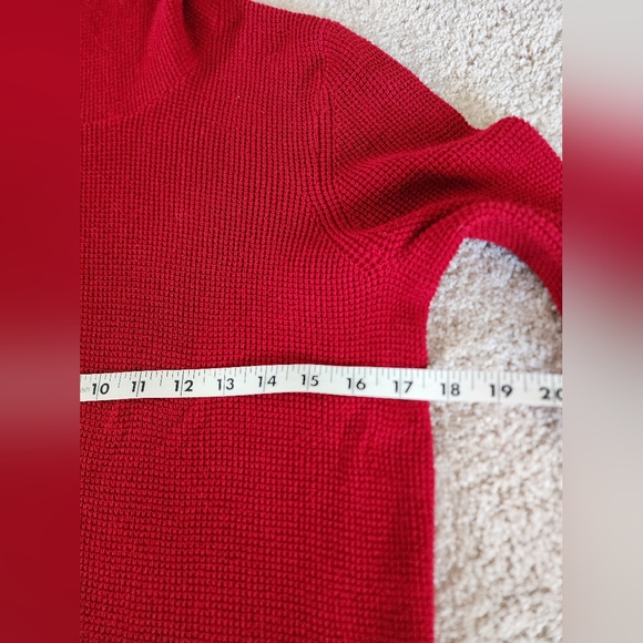 Ralph Lauren LAUREN Black label Womens Size LARGE Waffle Knit Red Cowl Neck Knit - Picture 9 of 13